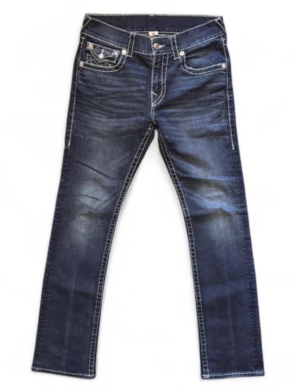 True Religion Straight Men's Jeans with White Contrast Stitching